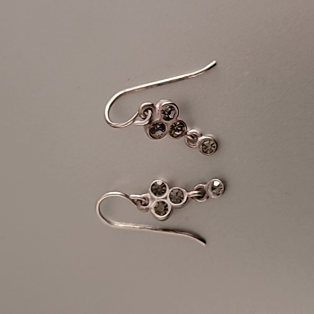 Silver and smoke crystal drop earrings